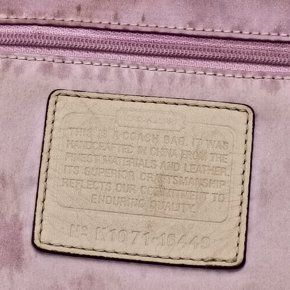 Coach Signature Beige Patent Leather Logo Tote Bag K1071-16449 Vintage - Picture 11 of 13